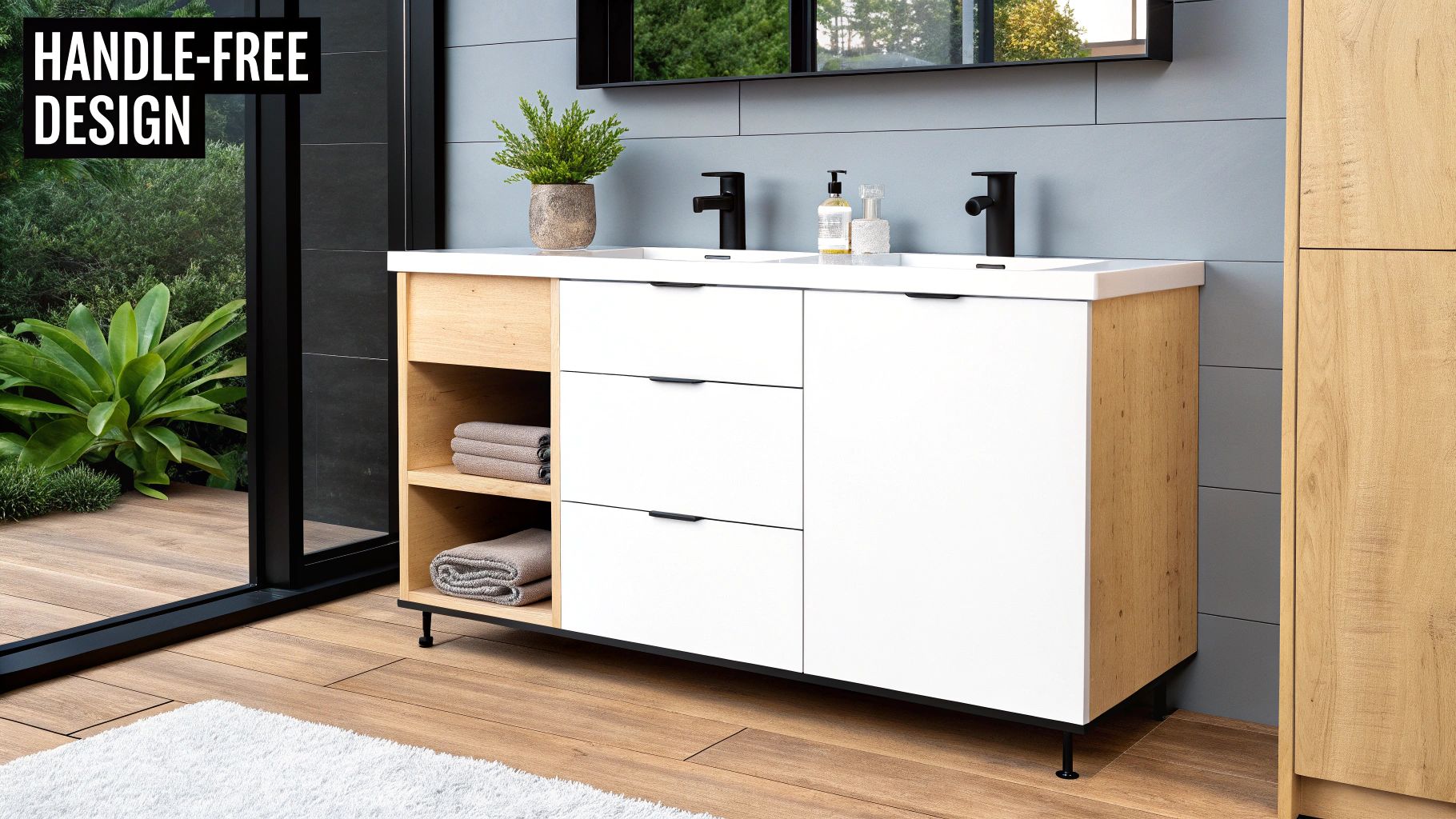 Open Shelving with Closed Storage Hybrid