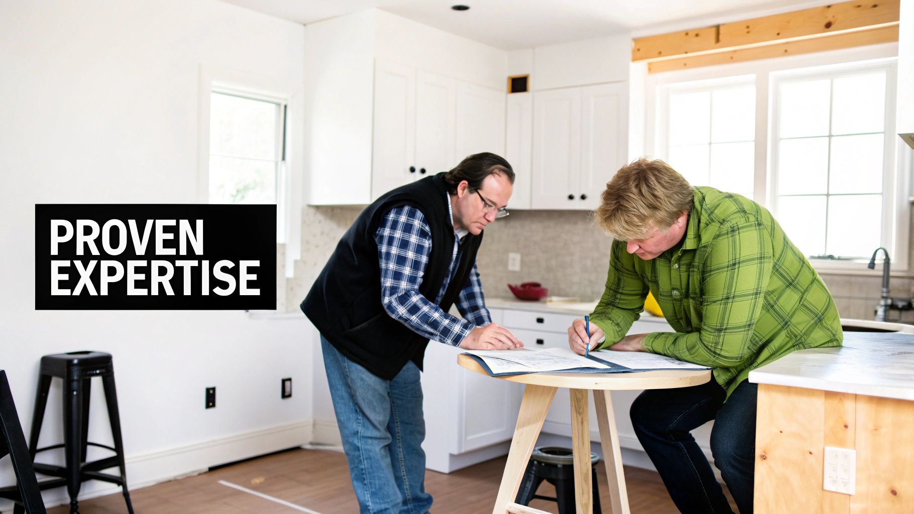 A modern, beautifully remodeled kitchen with white cabinets, a large island, and stylish pendant lights.