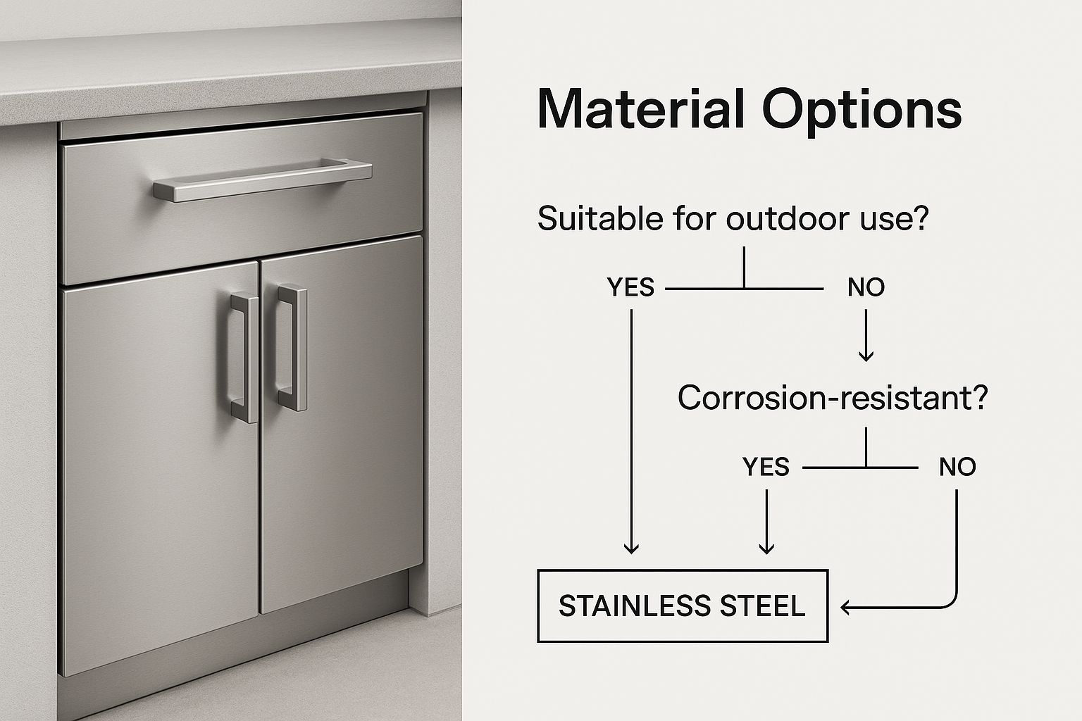 Infographic about best outdoor kitchen cabinets