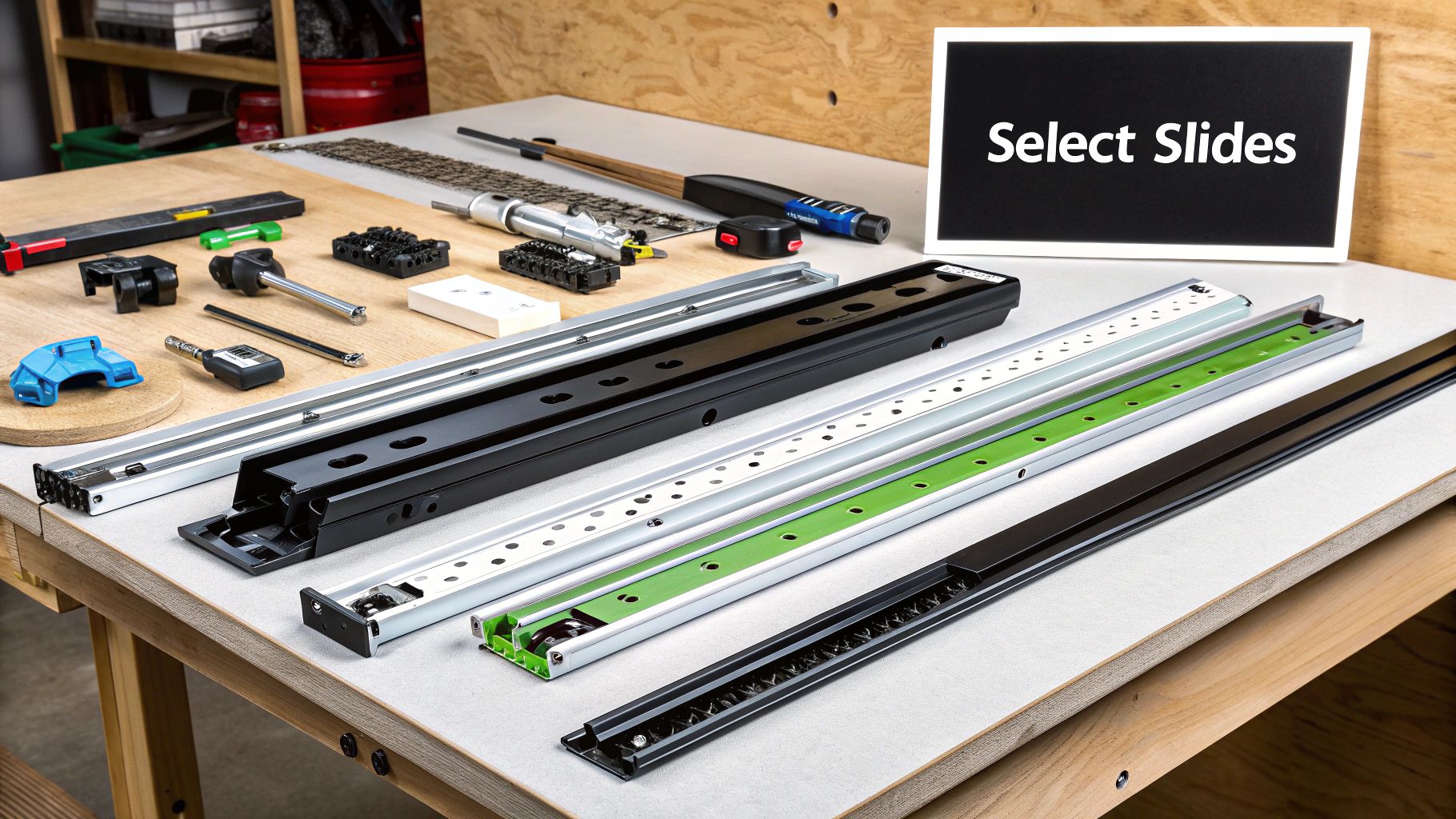 Person installing a soft close drawer slide inside a cabinet