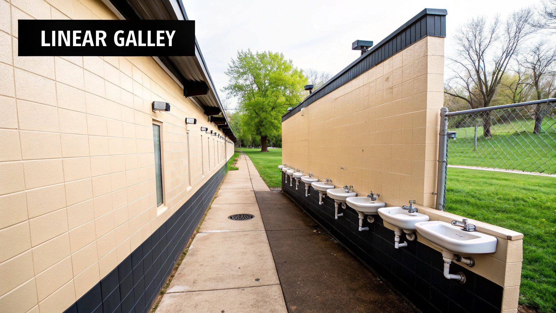 Linear Galley Bathroom Layout