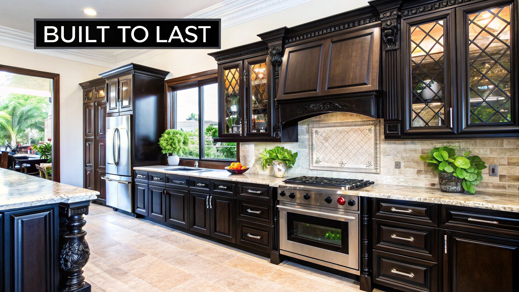 A detailed view of custom cabinetry craftsmanship, highlighting its investment value in a Naples home.