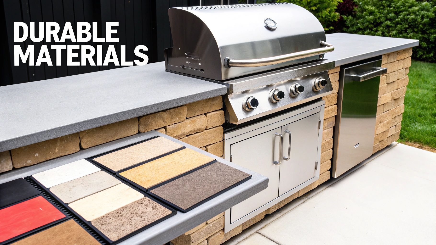 Outdoor kitchen materials showcase