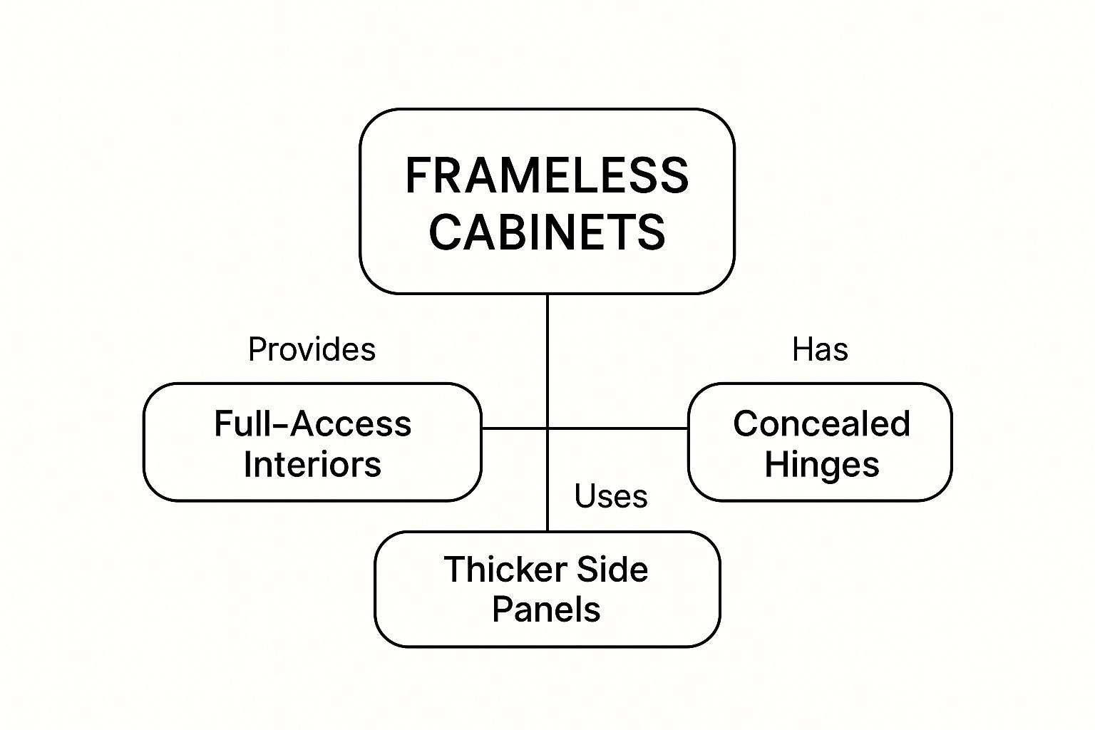 Infographic about what are frameless cabinets