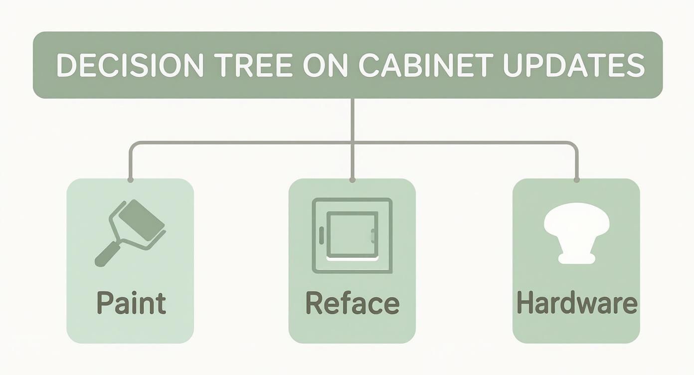 Infographic about how to update old kitchen cabinets