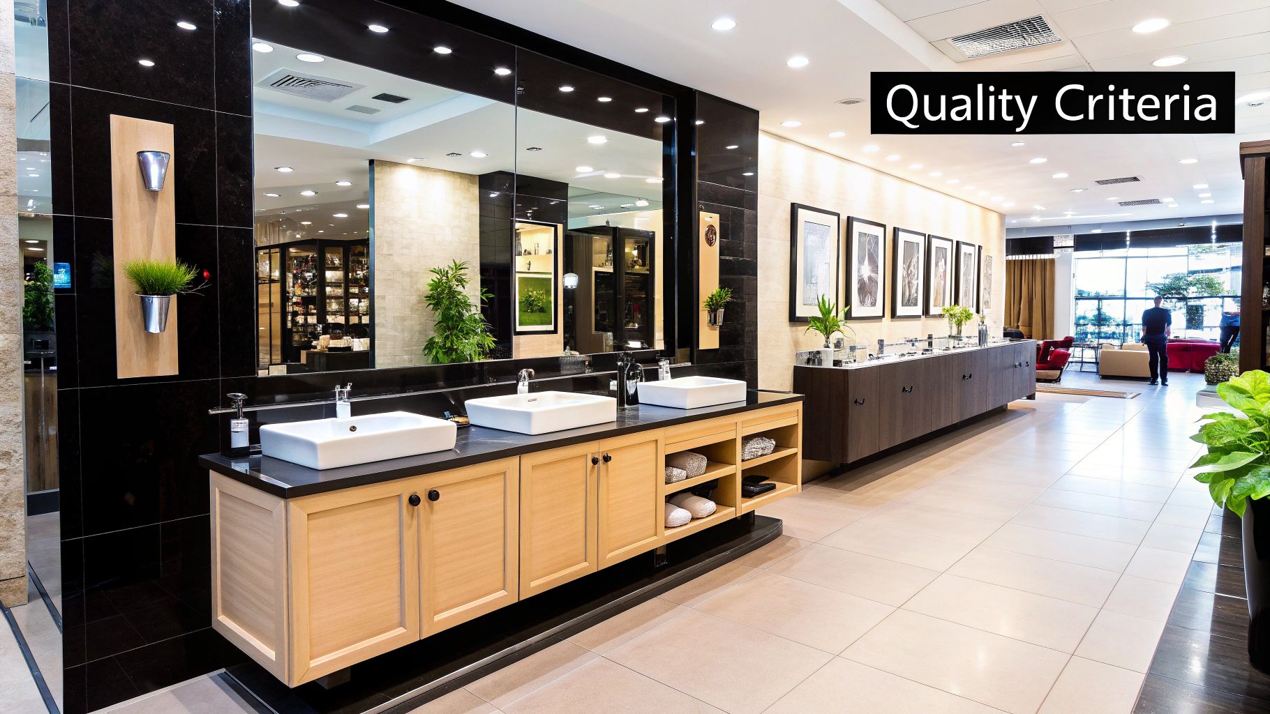 A modern, sleek bathroom vanity with a clean design and high-quality fixtures.
