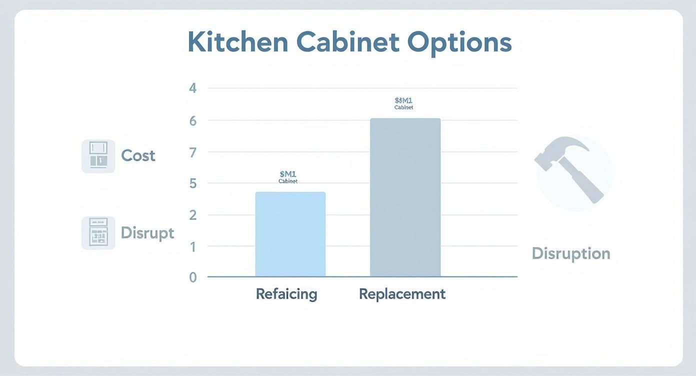 Infographic about cabinet refacing cost vs new cabinets