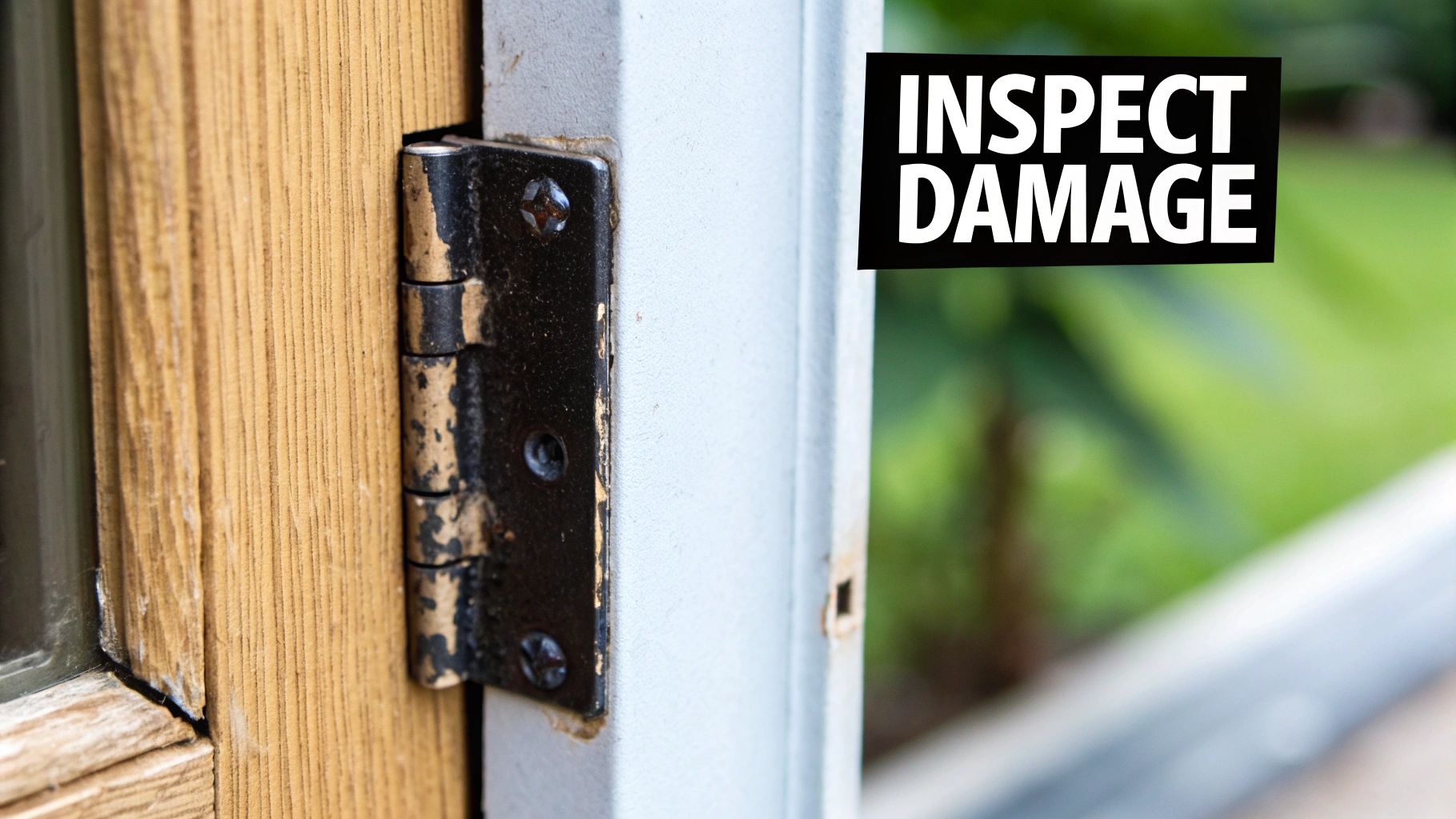 A person adjusting a kitchen cabinet door hinge with a screwdriver, demonstrating how to fix cabinet doors.