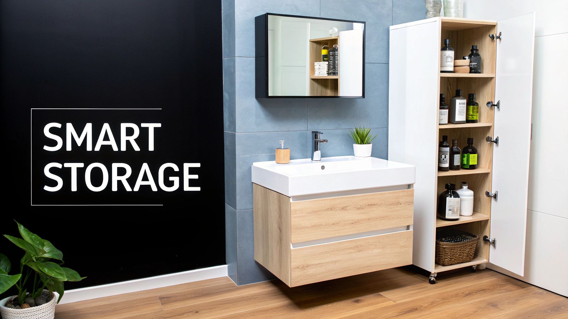 Maximize Storage in a Three Quarter Bath