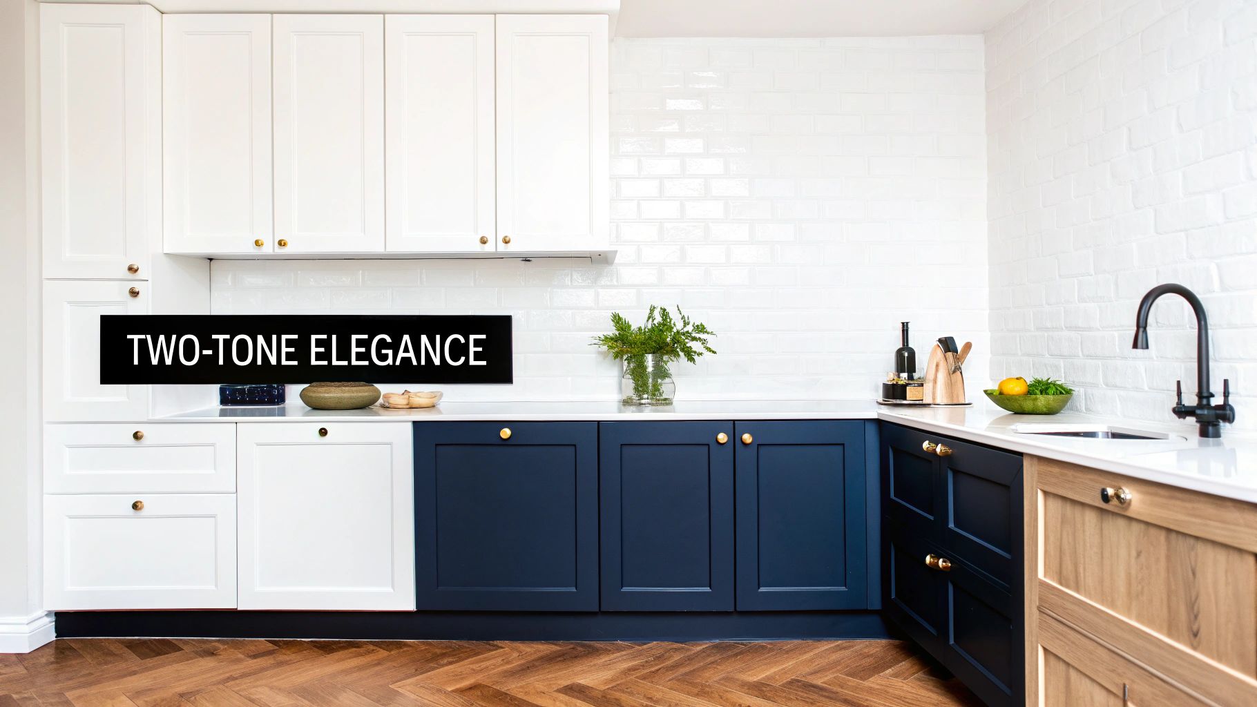 Navy Blue and White Two-Tone