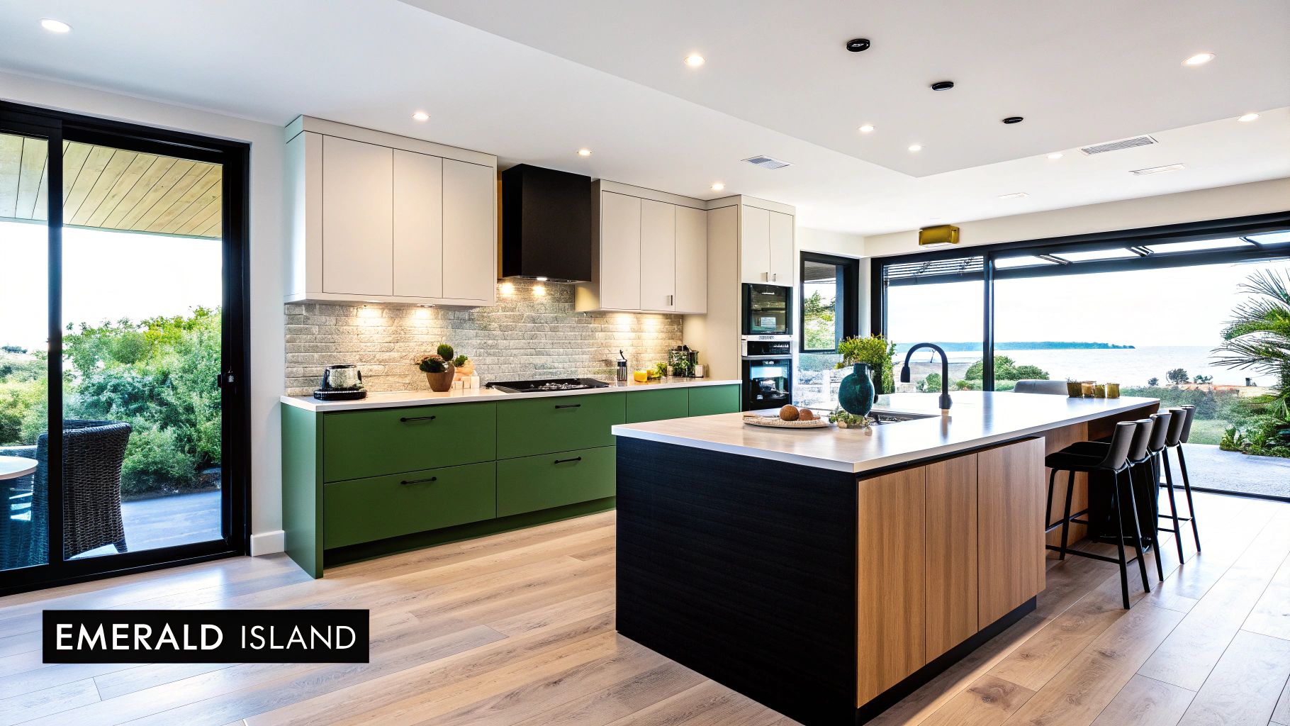 Emerald Green Statement Island Cabinets