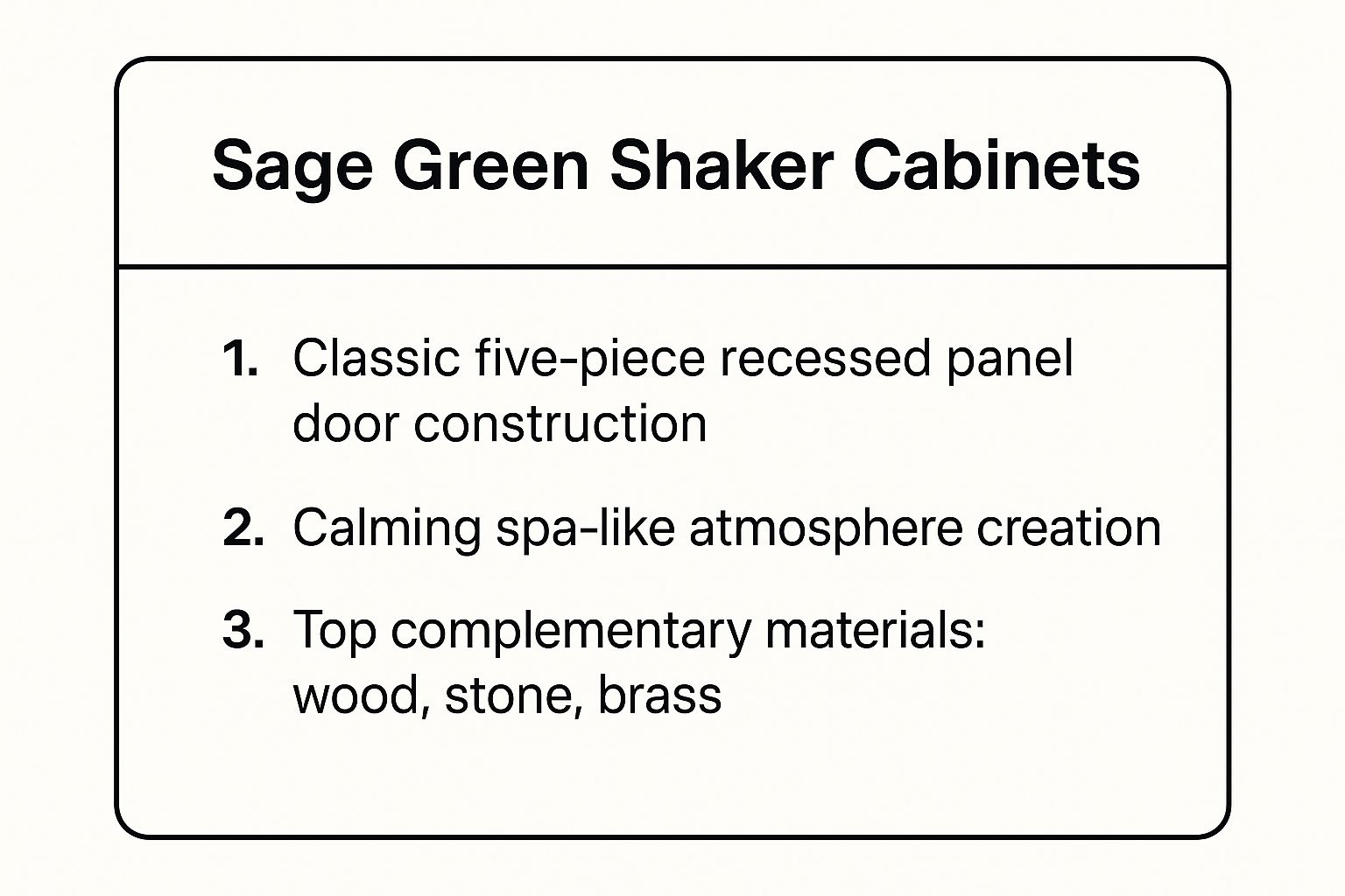 Infographic showing key data about Sage Green Shaker Cabinets