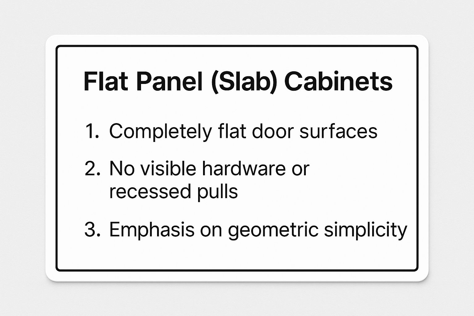Infographic showing key data about Flat Panel (Slab) Cabinets