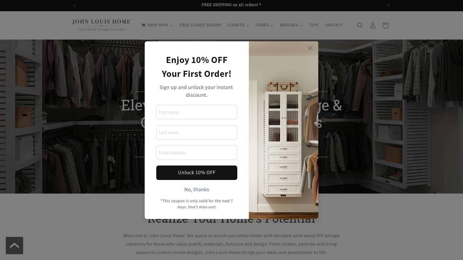 John Louis Home Solid Wood Closet System