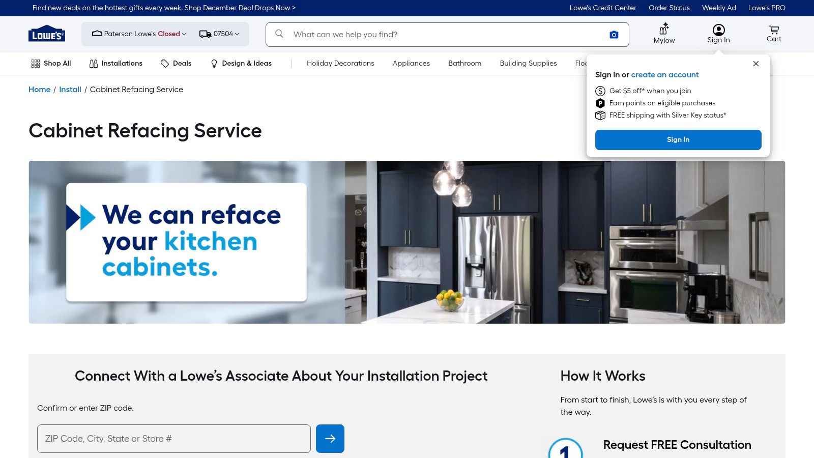 Lowe's — Cabinet Refacing Service