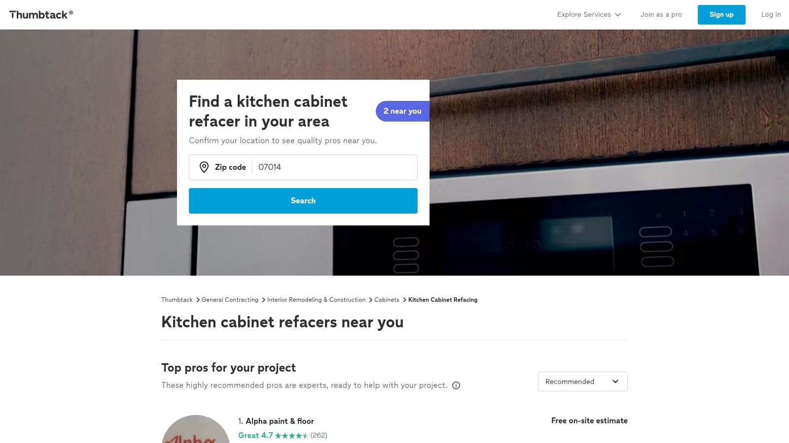 Thumbtack — Kitchen Cabinet Refacing Near Me