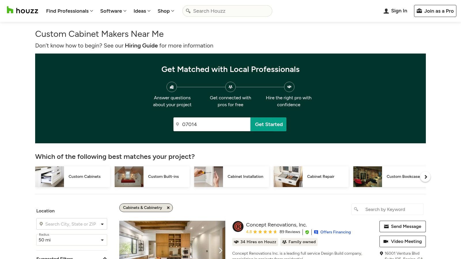 Houzz — Cabinet Refacing Company Listings + Inspiration