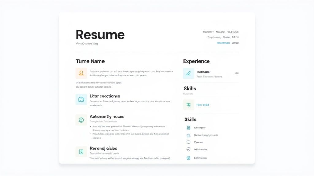 A person working on their resume at a desk, with a laptop, notebook, and coffee.