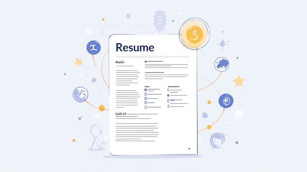 An icon representing skills on a document
