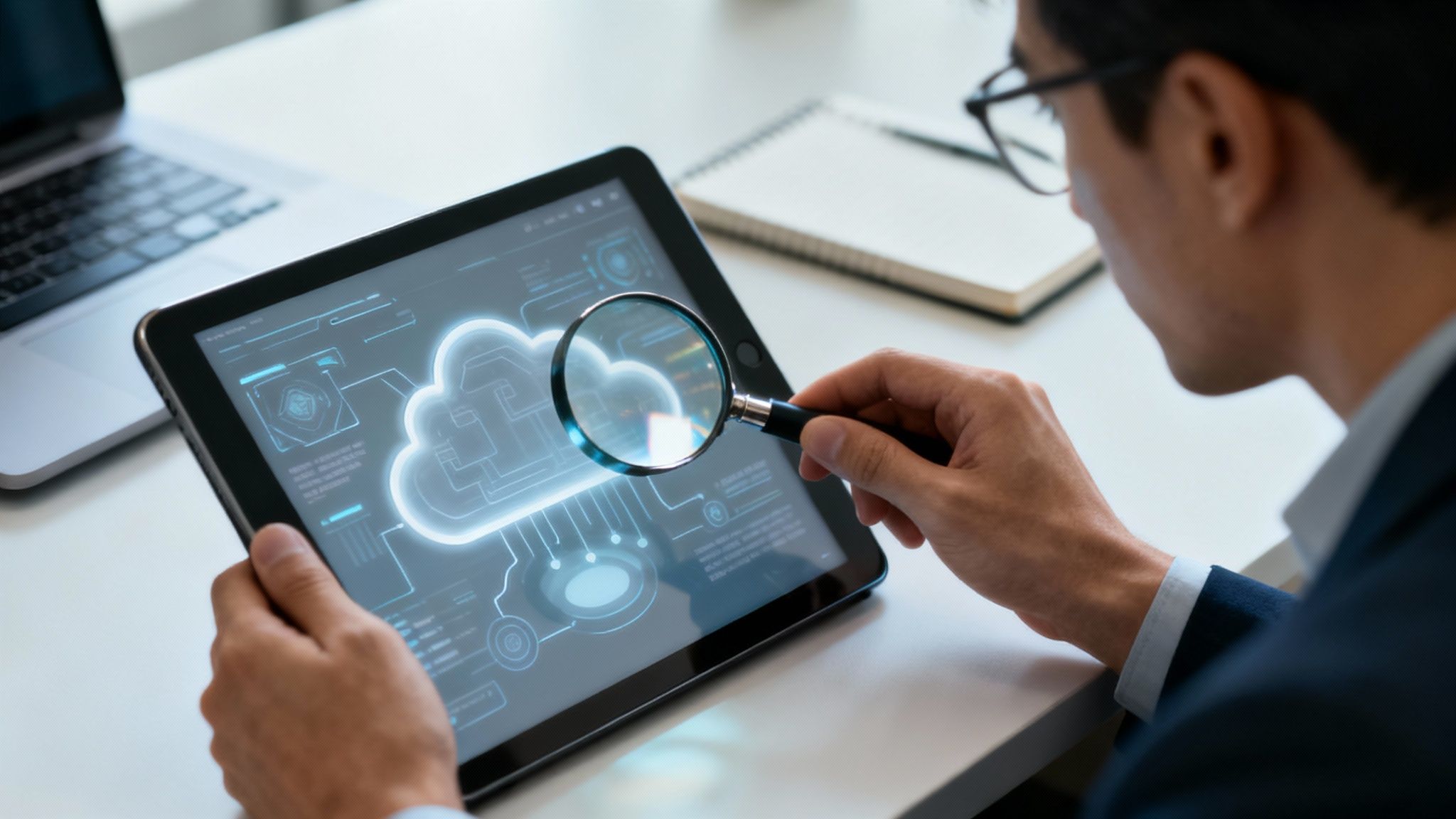 Mastering Cloud Security Assessments A Practical Guide An abstract image showing interconnected nodes and security icons, representing a cloud security assessment.