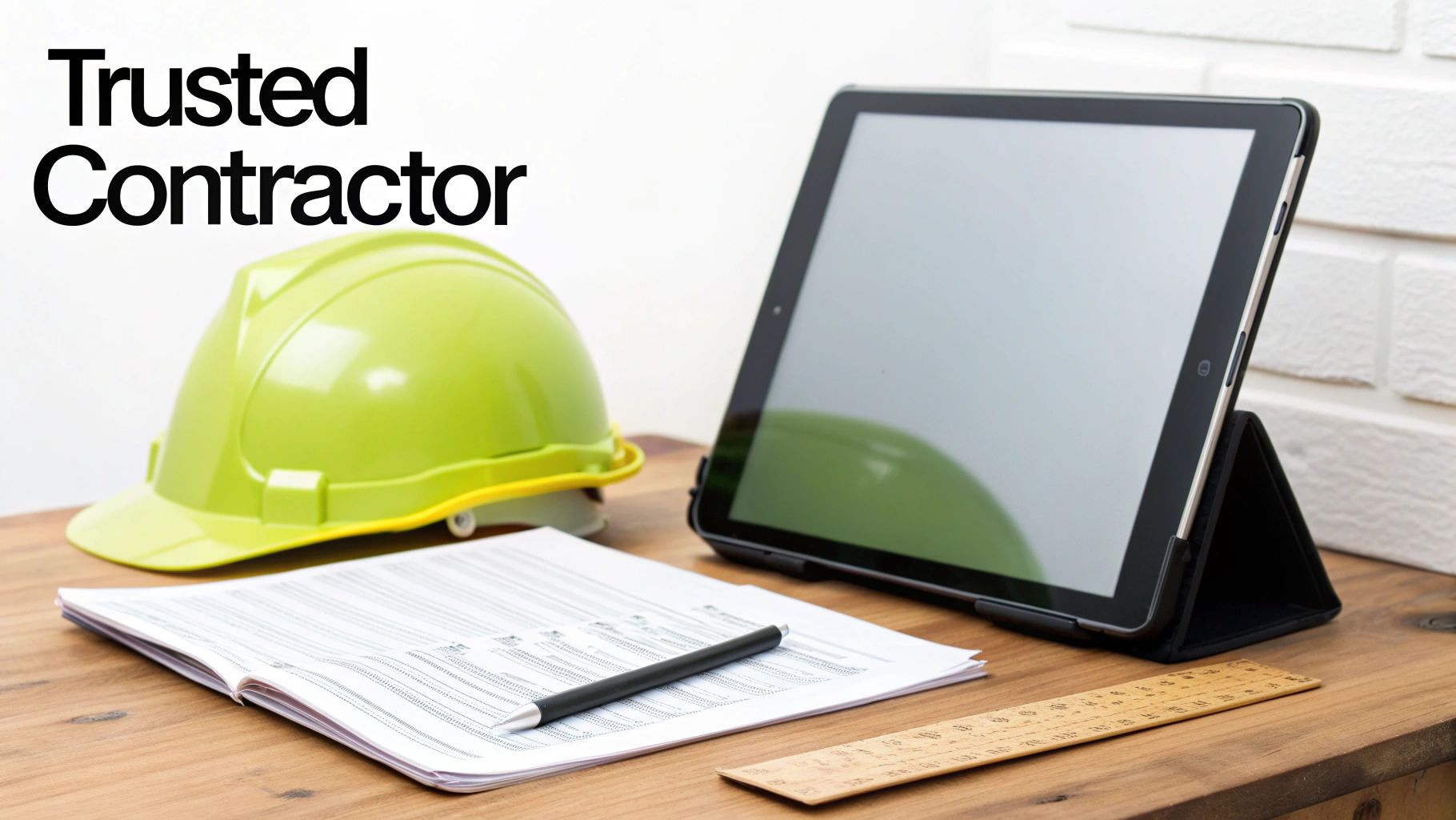 A contractor discussing plans with a homeowner in a partially renovated bathroom.