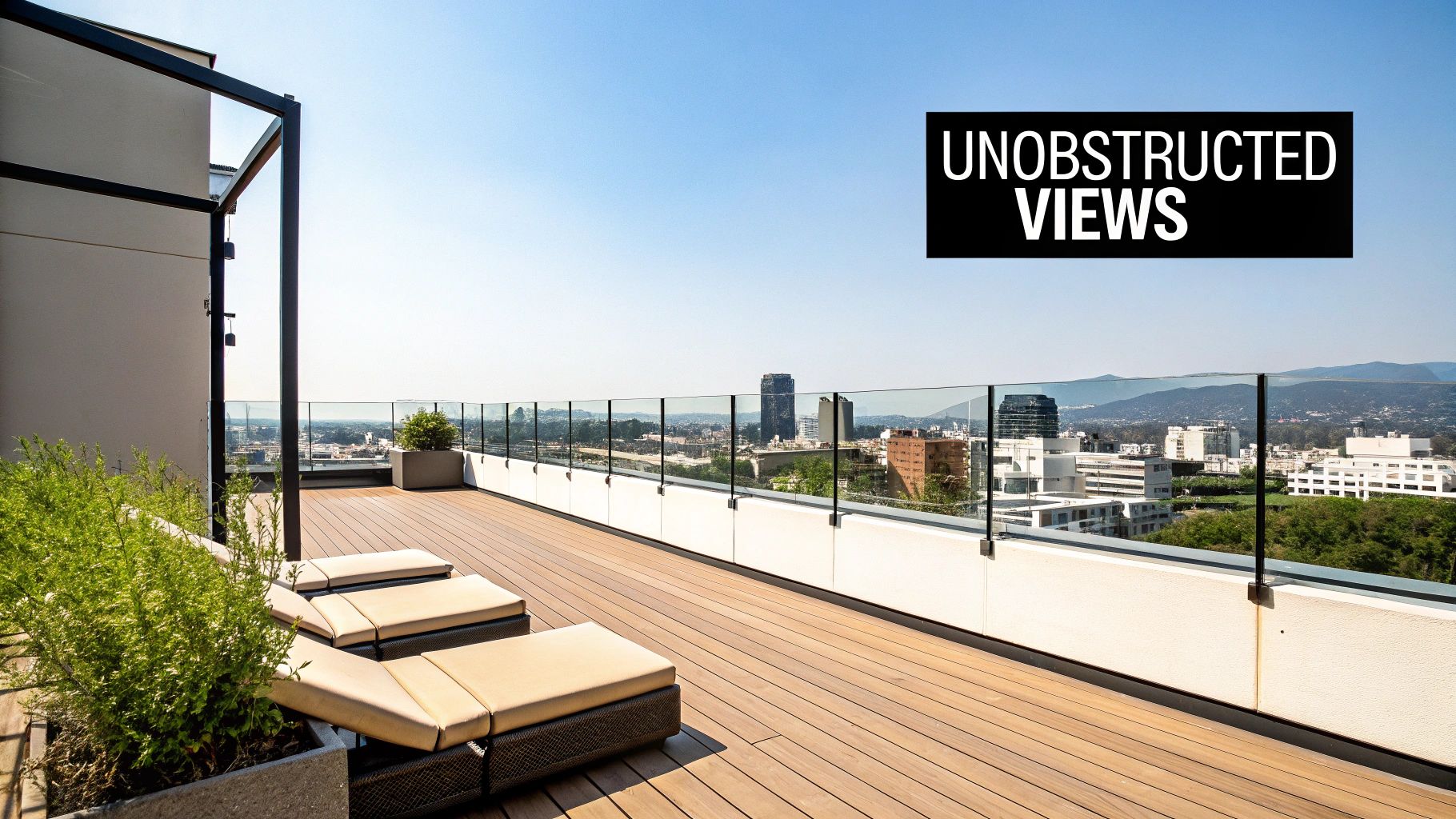 Minimalist Modern Decking with Glass Railings