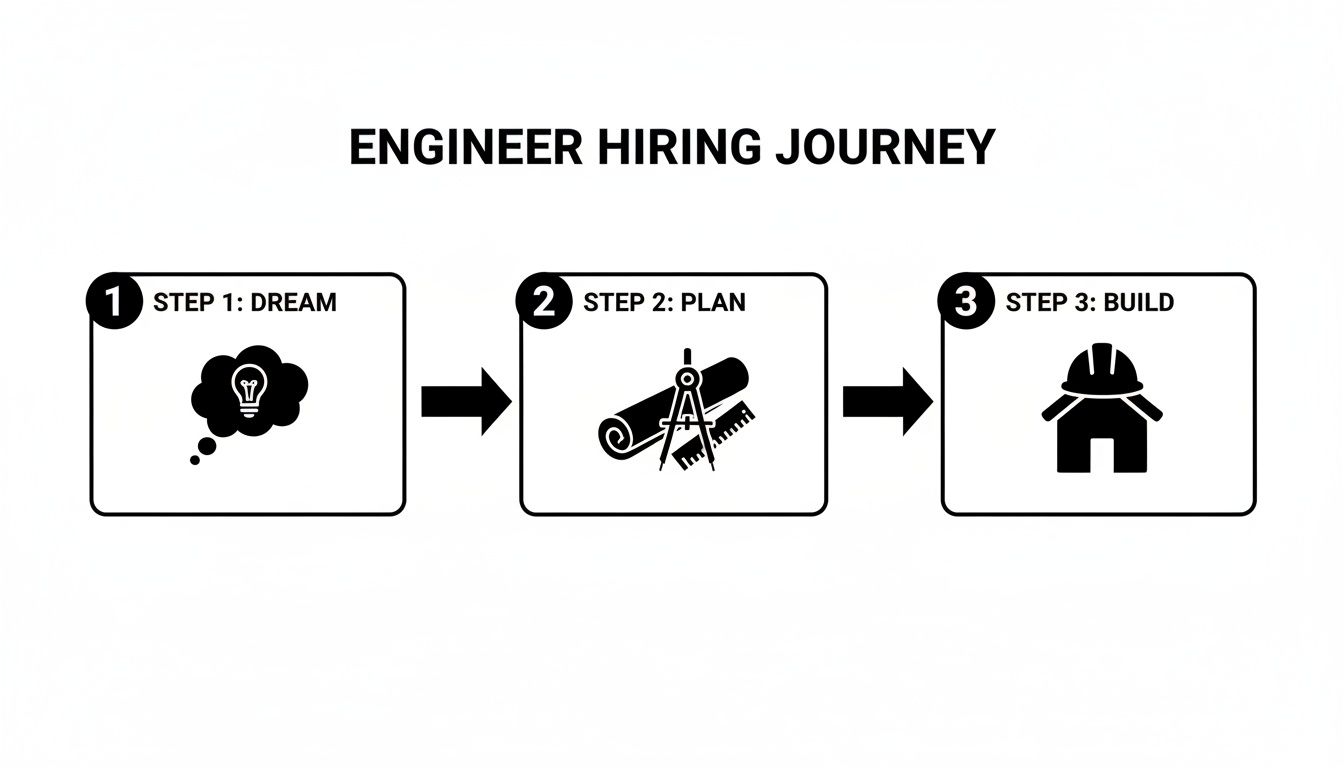 Visual representation of the engineer hiring journey