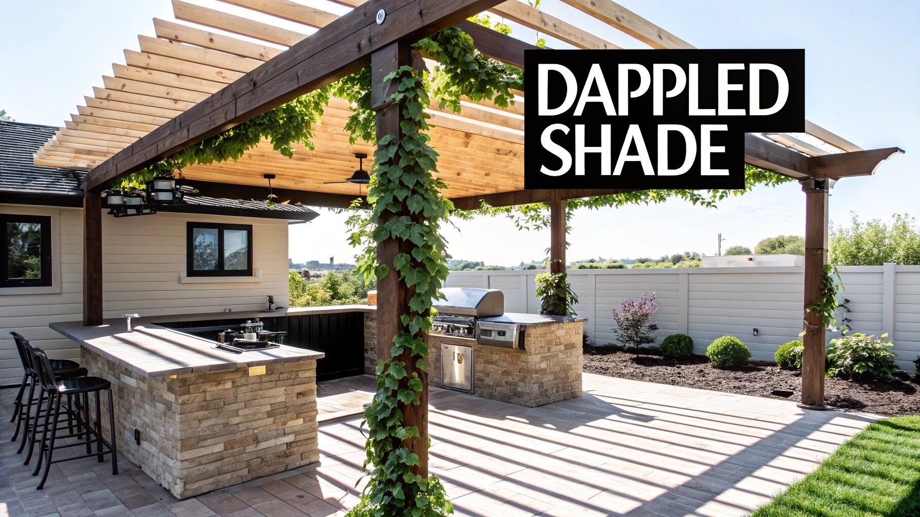 Pergola-Covered Kitchen