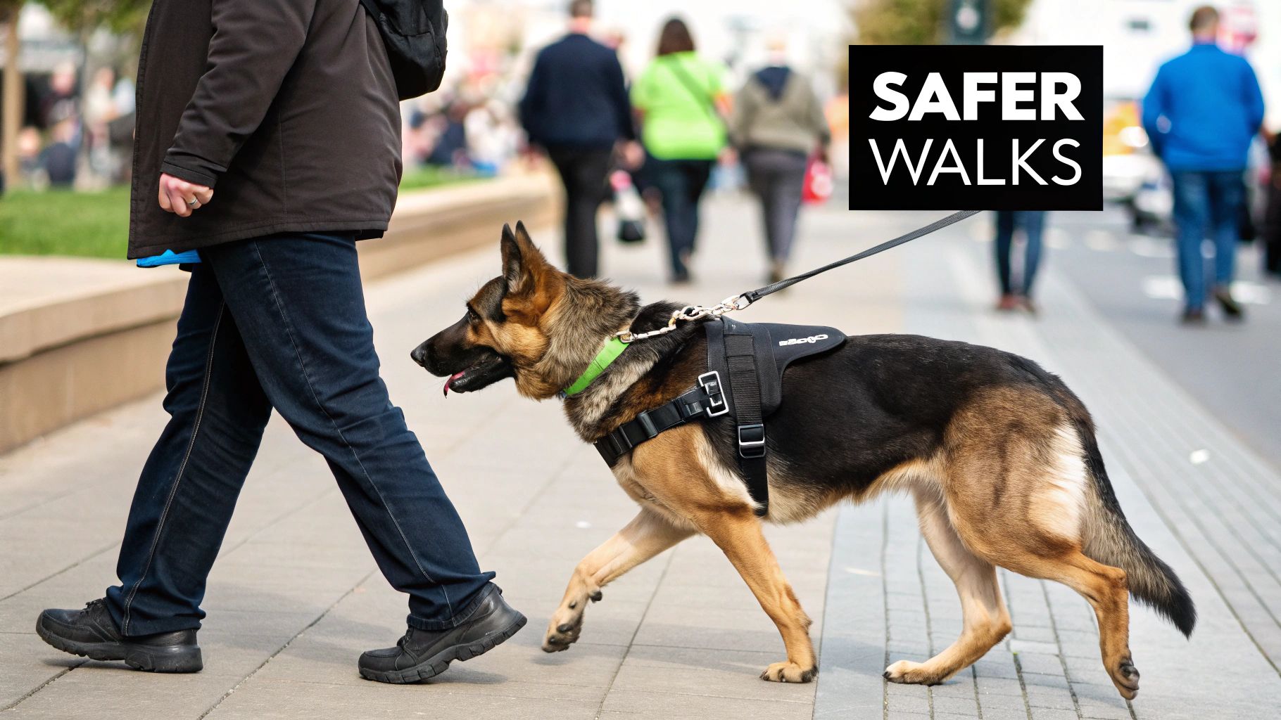 Dog with harness handle