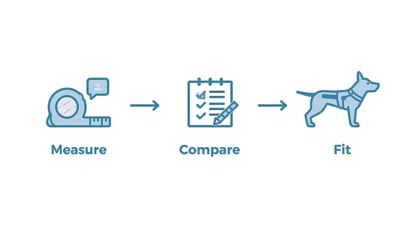 Infographic about dog harness size chart