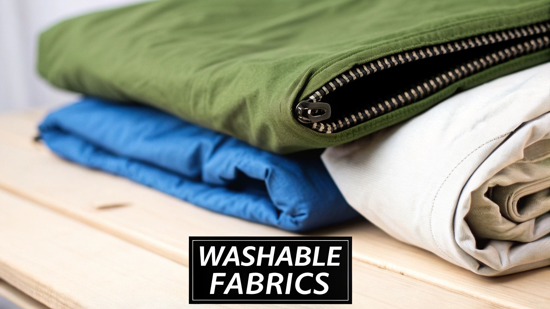 A close-up of a high-quality, textured fabric on a small dog bed