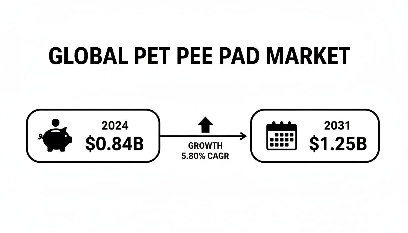 Global Pet Pee Pad Market growth from $0.84B in 2024 to $1.25B by 2031 with 5.80% CAGR.