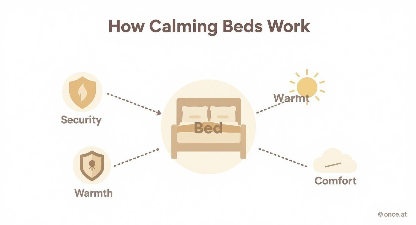 Infographic about calming pet bed
