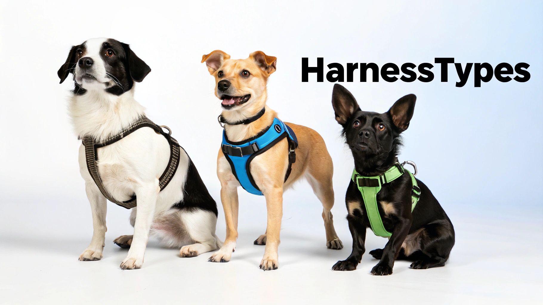 A dog wearing a well-fitted harness on a walk