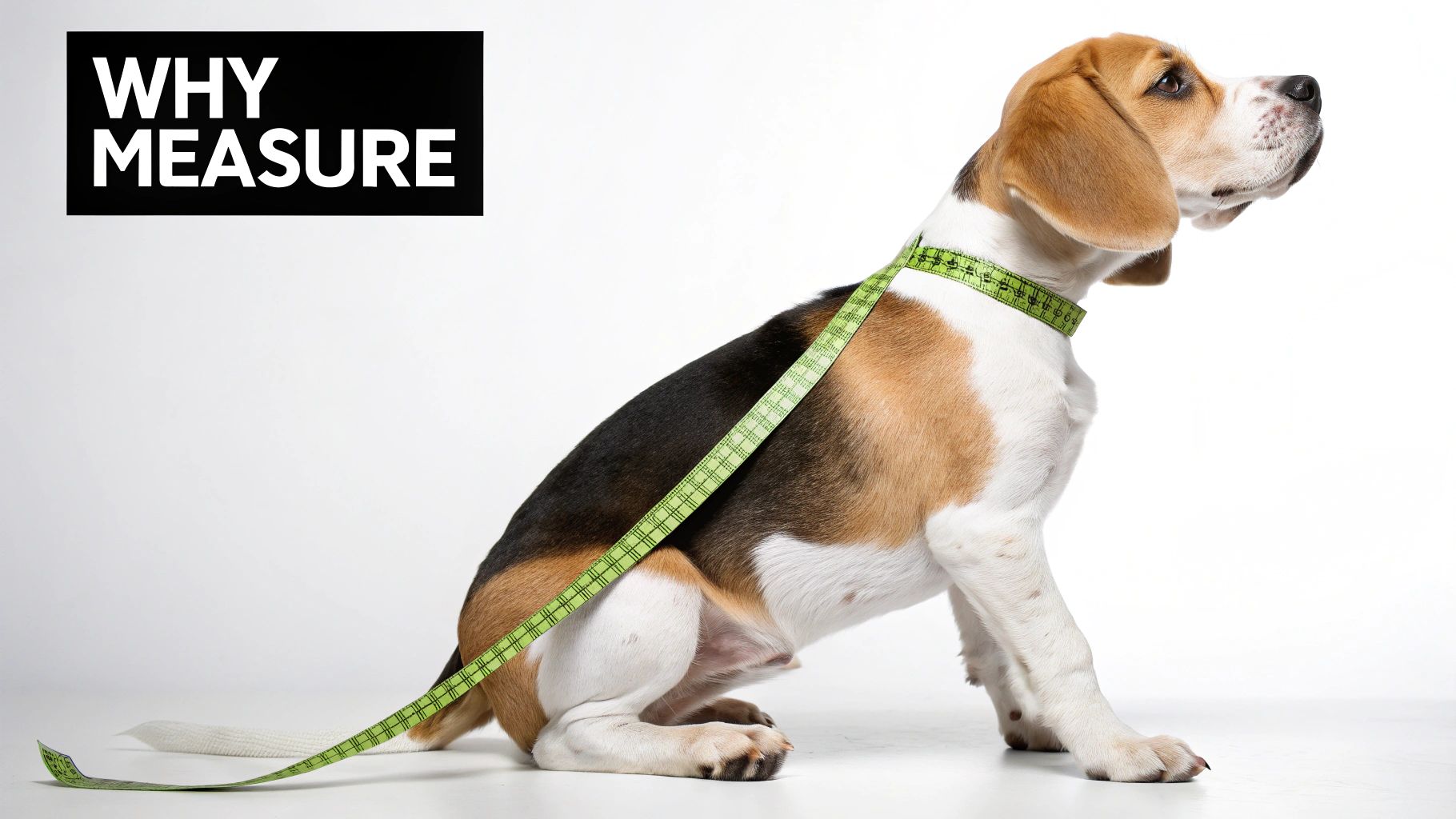 A happy dog wearing a properly fitted harness on a walk