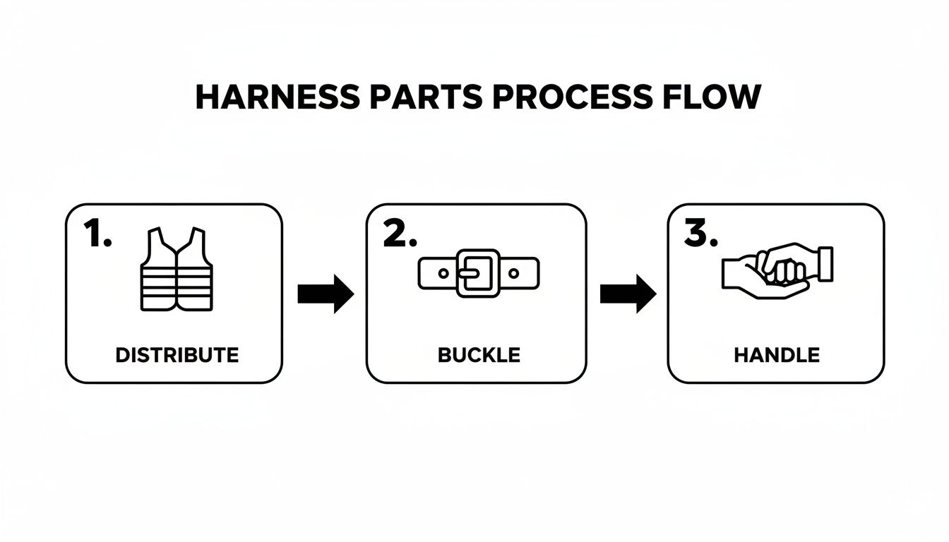 Infographic about large dog harness with handle