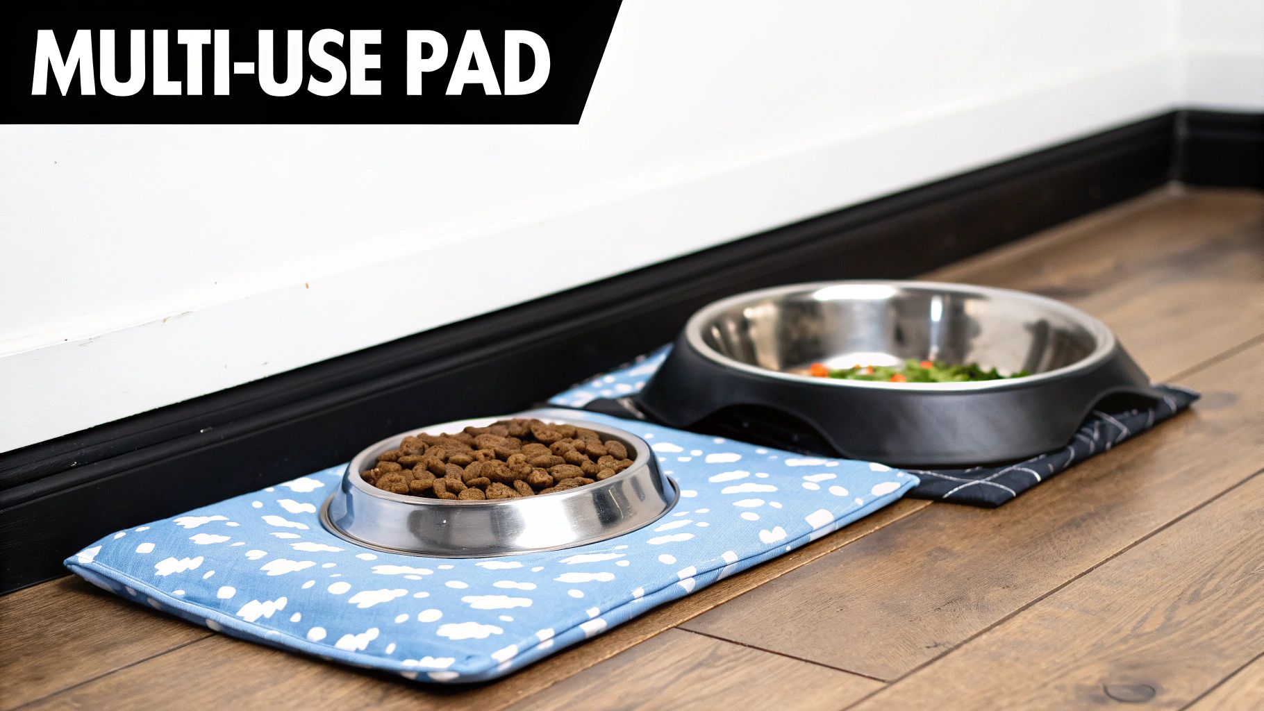 A dog relaxing on a reusable pee pad placed on a couch as a furniture protector.