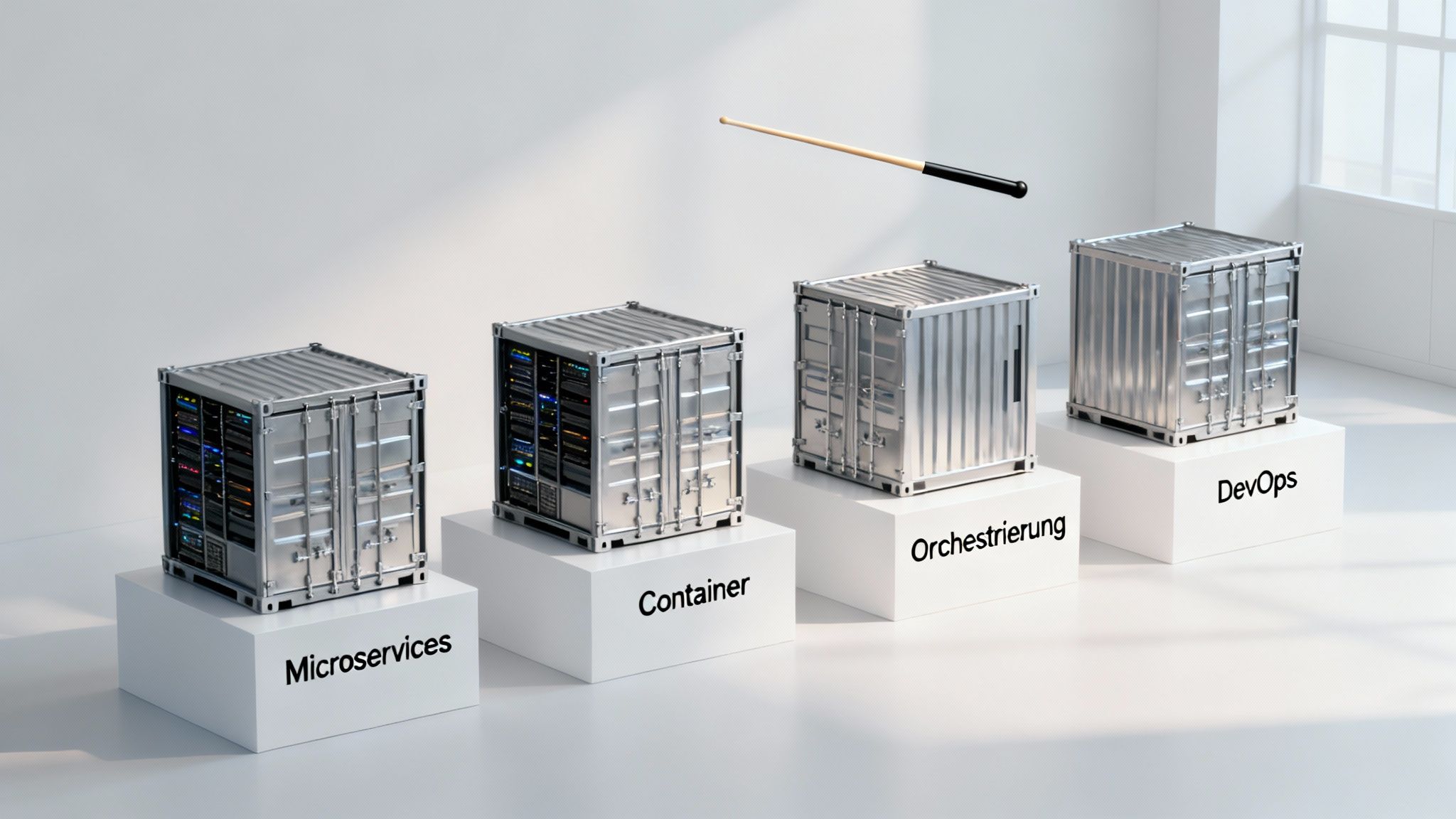 Ein Bild, das die vier Säulen der Cloud-Native-Architektur visuell darstellt