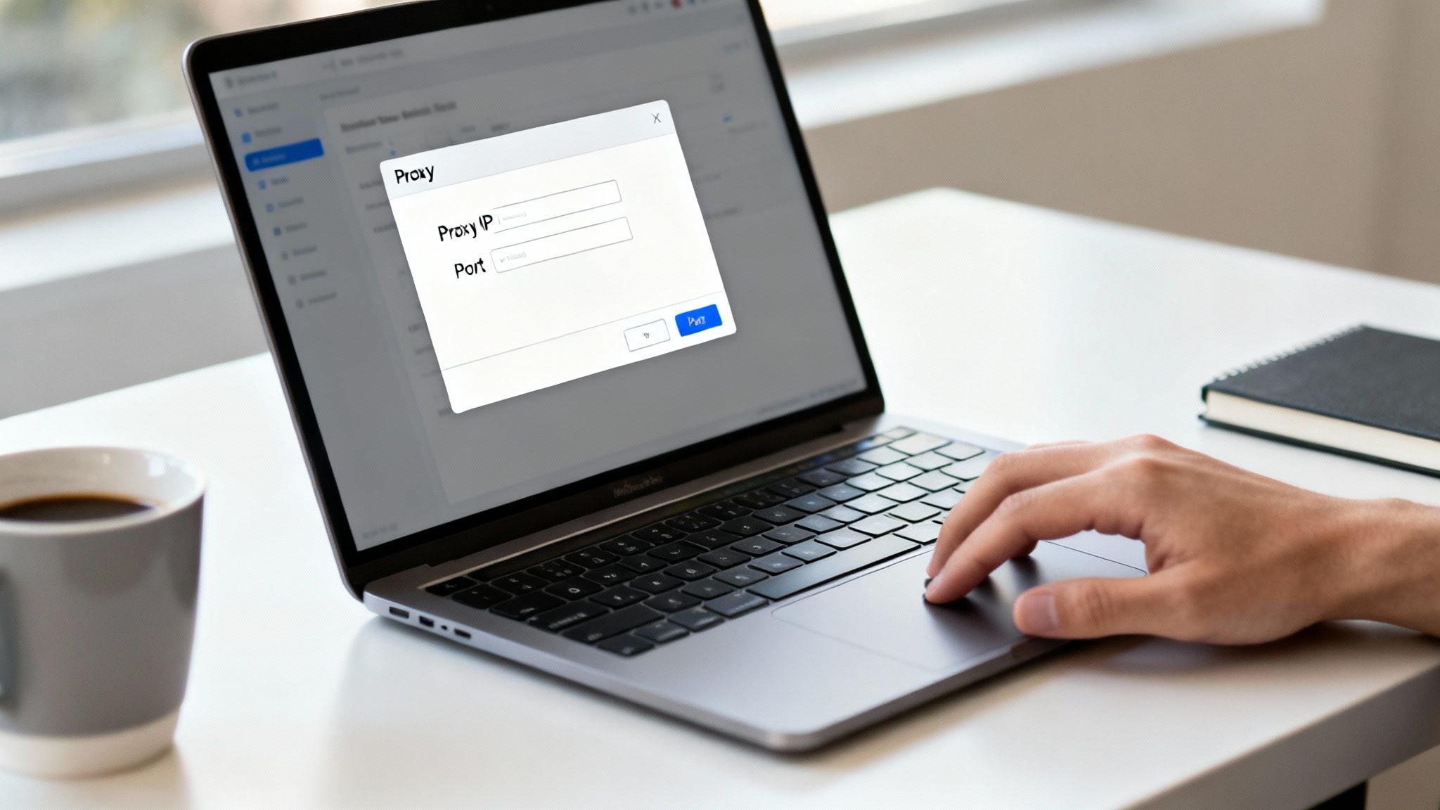 Abstrakte Visualisierung von Netzwerkverbindungen und Datenflüssen, die das Konzept der Proxy-Konfiguration symbolisieren.