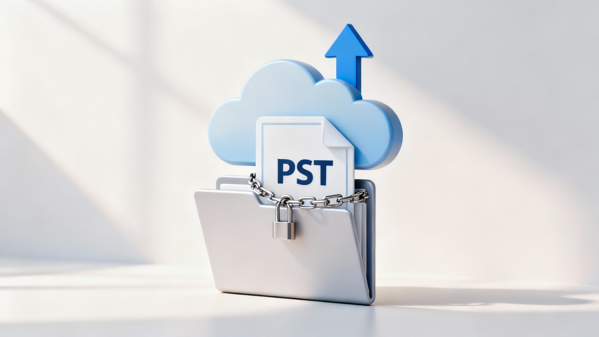 Ein abstraktes Bild, das Daten symbolisiert, die sicher in einer Cloud gespeichert sind.