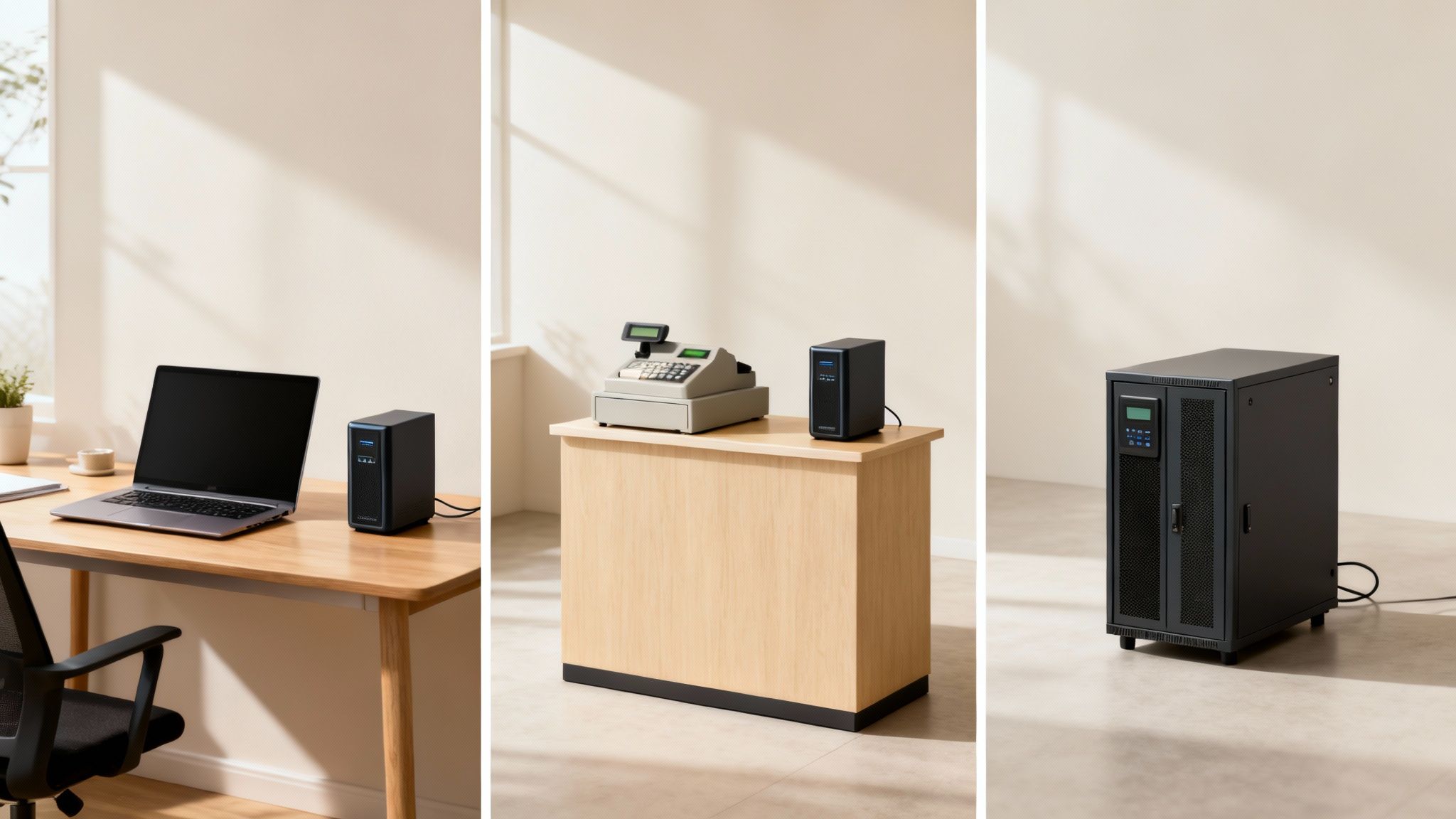 Eine Kassensystem- und Computer-Installation in einem modernen Einzelhandelsgeschäft.