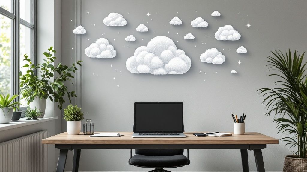 Ein Team arbeitet in einem modernen Büro an Laptops und zeigt die Flexibilität der Cloud.