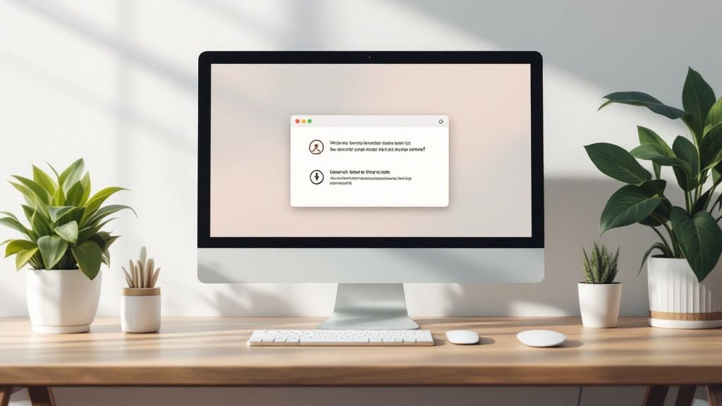 Eine Person surft auf einer scheinbar sicheren Nachrichtenseite, während im Hintergrund ein Drive-by-Download stattfindet.