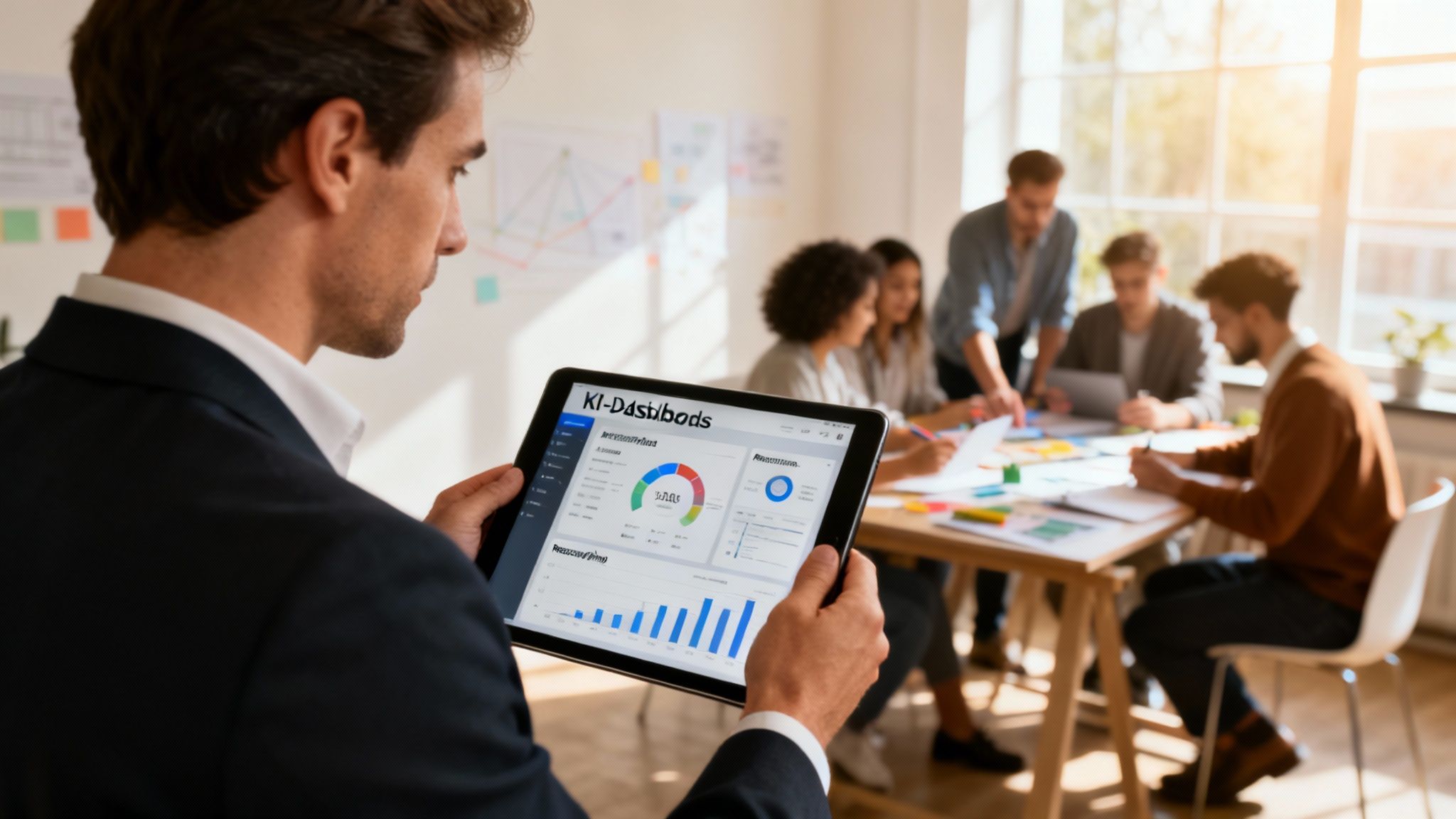 Eine Visualisierung von Datenpunkten, die zu klaren Geschäftseinblicken verbunden werden