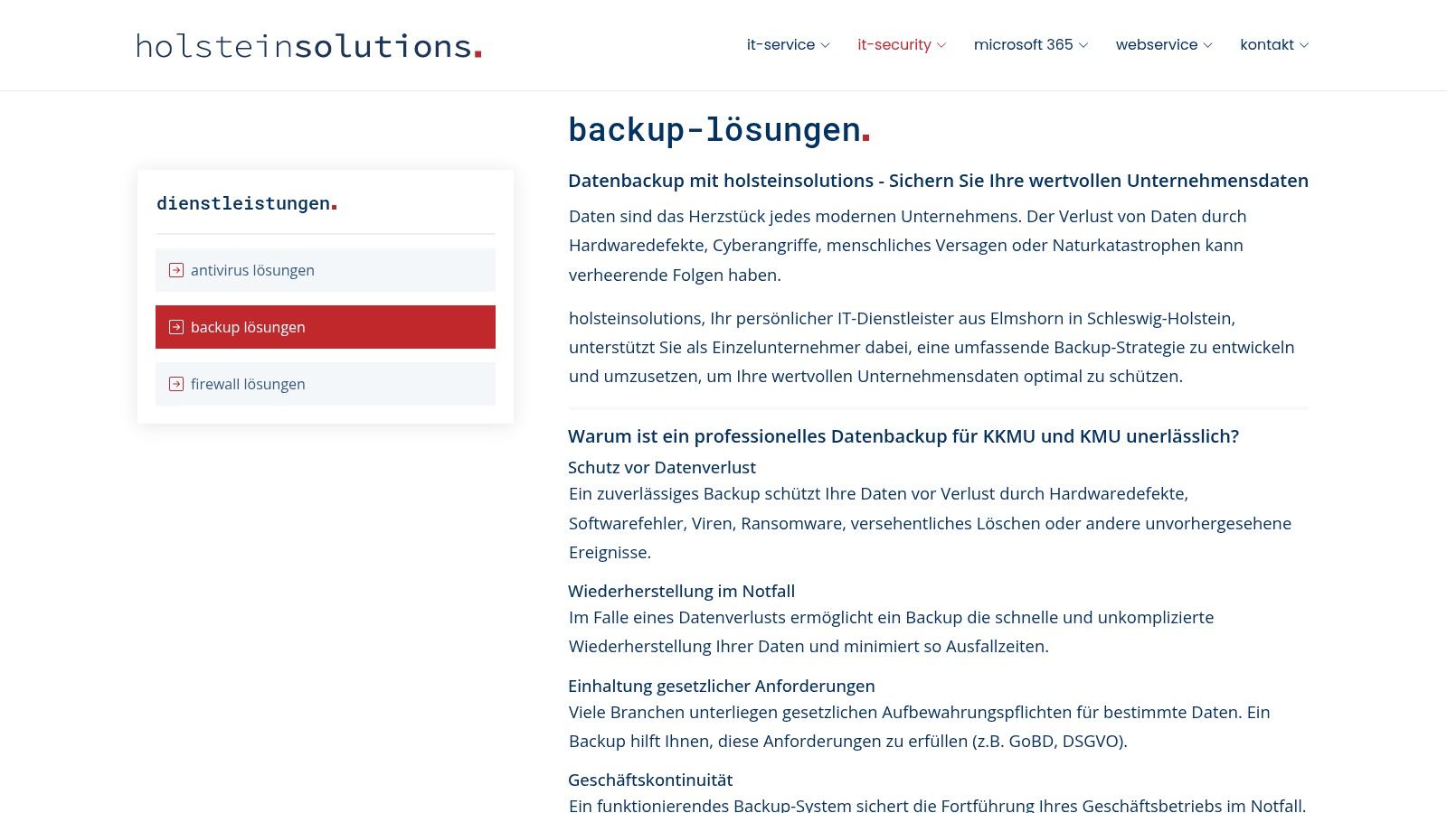 Holstein Solutions – Backup-Lösungen