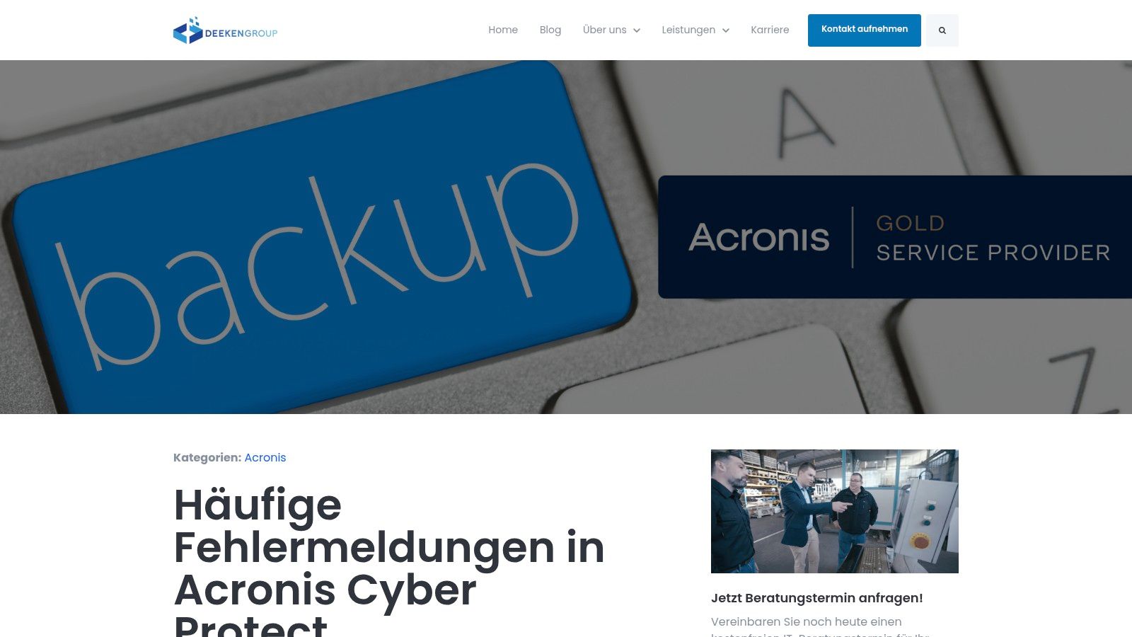 Service - Haeufige Fehlermeldungen In Acronis Cyber Protect
