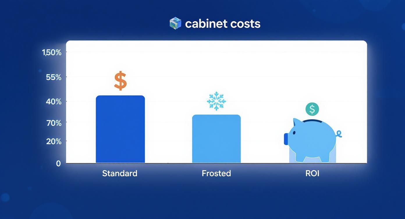 Chart illustrating cabinet costs comparison between standard and frosted options, highlighting potential ROI for kitchen remodeling.