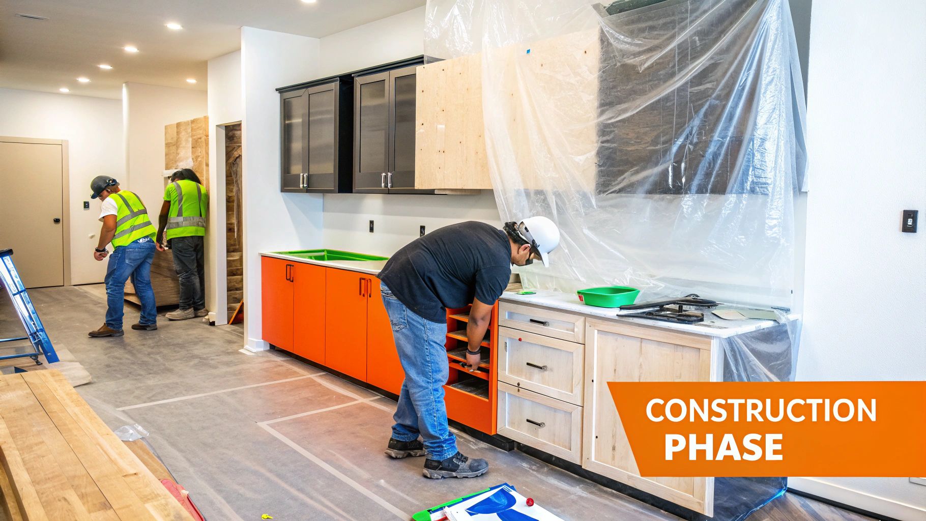A stunning, completed modern kitchen in Orange County, ready to be enjoyed.