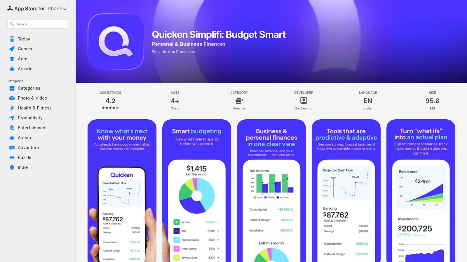 Quicken Simplifi (Canadian App Store listing)