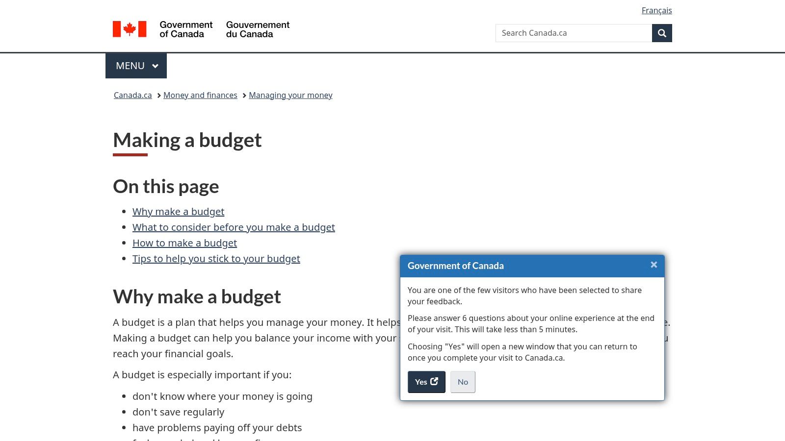 FCAC Budget Planner (Financial Consumer Agency of Canada)